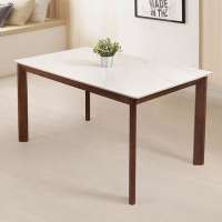 Homelike 蒙納德140cm岩板餐桌(胡桃色)-140x80x76cm 岩板桌 實木桌