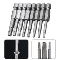 ชุดไขควงแม่เหล็กสั้น 8 ชิ้น 50 มม. แกนหกเหลี่ยม 1/4 สำหรับดอกไขควง Torx มีขนาด T8-T40