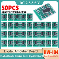 50-1PCS PAM8403 Audio Speaker Sound Amplifier Board Module DC2.5-5.5V 2*3W Mini Power Amplifier Board for Class D Stereo Audio