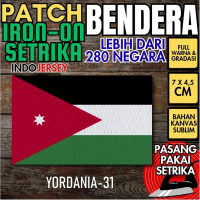 Indojersey Patch Bendera YORDANIA JORDAN JORDANIA Iron-On Kanvas Sublimasi Persegi Kotak 7 x 4.5 cm 