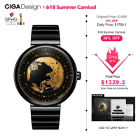 CIGA Design Automatic Movement Luxury Watch for Men 2024 U Series Blue Planet Gilding Version Ceramic Mechanical Wristwatches
