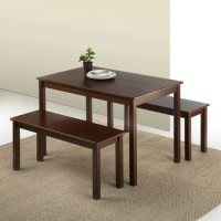 Dining Room Sets, 45" Wood Dining Table with 2 Benches, Indoor 3 Piece Dining Set, Espresso,dining Room Set