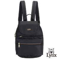 【Lynx】美國山貓輕量尼龍布包多隔層機能後背包 手提/雙肩/翻蓋 黑色