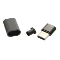 Cablecc DIY 24pin USB 3.1 USB-C Type C Male SMT Type Plug Connector with Black Housing Cover 5set