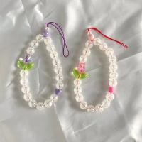【SatSet.ind】 Beads Strap Gantungan Handphone Varian Tulip. (TL) Charm HP Lanyard. Flower Lilac Pink.