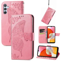 For Samsung Galaxy A14 4G Case Butterfly pattern Leather Case For Samsung Galaxy A 14 Wallet Card Cover a14 4g Fundas