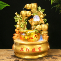 金色流水擺件金蟾葫蘆聚寶盆開業送禮創意魚缸循環水家居裝飾品