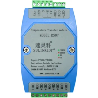 RS07 8-channel PT100/PT1000 Thermal Resistance Temperature Transmitter Isolated Acquisition Module RS485 Communication