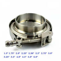 ZUCZUG 1.5-6.0" Stainless Steel 304 Quick Release V Band Clamp With Male Female Flange Exhaust Pipe Clamp Kit