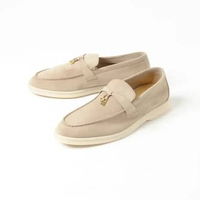 Sepatu LORO PIANA SUMMER WALK SUEDE IVORY WOMEN LOAFER 100% ORIGINAL Size 38.5
