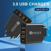 2A 3USB+PD Type-c Fast Charge US Standard Euro EU Charger 3USB 3.0 Type C Mobile Phone Travel Charger Universal Adapter Plug Car
