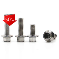 1-10pcs M5 M6 M8 M10 M12 GB5787 A2-70 304 Stainless Steel Hex Socket Head Screw with Serrated Flange Cap Hex Washer Head Bolt