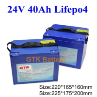 Lifepo4 25.6V 24V 40Ah battery for 1000w 2000w scooter motorcycle e-bike trolling motor mover +5A charger