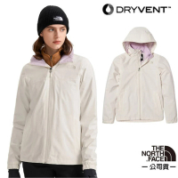 【The North Face】女 3效能 防水透氣防風耐磨連帽外套_亞洲版型/夾克.風雨衣(5AZZ-7W5 米白 N)