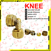 Keni Knee Drat Dalam Air Panas Kuningan 1/2 Inch Soligen