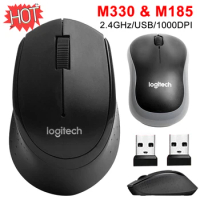 Logitech M330 M185 Wireless Mouse 2.4 GHz USB 1000DPI 3 Buttons Silent Gaming Optical Navigation Mice for PC/Laptop Gamer