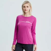 【deuter】女款環保印花休閒長袖T恤(DE-T2204W紫紅/吸濕排汗/輕薄透氣/登山健行/大尺碼*)