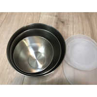 全新未拆 18/8不鏽鋼 鋼碗組 3件裝,附蓋 可套疊 安麗鋼碗組 料理盆