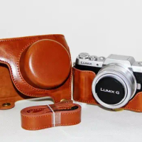 New Retro Vintage Leather Camera Case Bag For Panasonic Lumix GF7 Camera Brown PU Leather Camera Bag With Free Strap