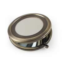 Hollow Bronze gold Compact Mirror Cosmetic Make Up Mirror Pocket Compacts For DIY Deco+ metal disc+ eppxy sticker