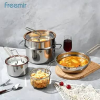 freemir Wajan Stainless Set Serie API SUS304 Induksi Bottom Anti Karat Panas Cepat Merata