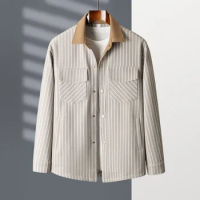 New Arrival Fashion Suepr Large Spring Thin Elastic Striped Oversized Shirt, Men's Jacket Plus Size L XL 2XL3X 4XL5XL6XL 7XL 8XL