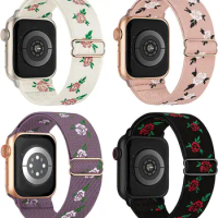 Nylon Strap for Apple Watch Strap Ultra Series 8 49mm 41mm 45mm Series 7/6 38/42 watch for women Bracelet Floral embroidery lady