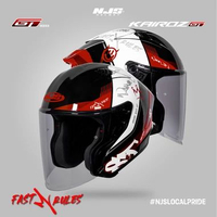 Helm NJS KAIROZ GT MOTIF SINGLE VISOR LIGHT SMOKE FREE SPOILER 3D - Helm Half Face Njs Fast and Rule