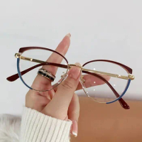 2023 New Anti Blue Light Glasses Fashionable Women Frame Metal Bicolor Myopia Photochromic Glasses Frame Gafas De Lectura Mujer