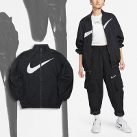 Nike 外套 NSW Essential Jacket 女款 黑 寬鬆 立領 大勾 休閒 長袖 風衣 DX5865-010