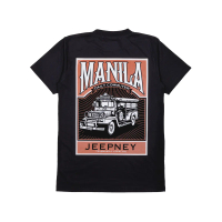 TEAM MANILA JEEPNEY CARD TSHIRT HITAM Dengan Rekaan Jeepney untuk Peminat Khas