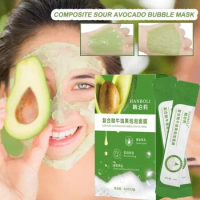 Compound Acid Avocado Bubble Mask Deep Cleansing Pore Removal Blackhead Acne Oil Control Acne Treatment Mask for Face Women