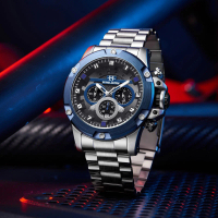 DISKON Evans Jayden Jam Tangan Pria 9838 Rantai Stainless Steel Kaca Sapphire Chronograph Water Resi