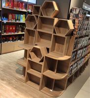 超市貨架端頭木箱架多邊木盒子美陳木框組合陳列木箱高端六邊形箱