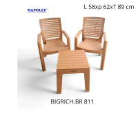 NAPOLLY Kursi Bigrich BR 811 - Set Meja dan Kursi Plastik dengan Ukuran L 58xP 62xT 89 cm