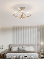 日式侘寂風原木臥室燈極簡現代帶射燈吸頂燈新中式創意小鳥客廳燈