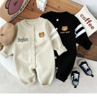 Personalized Customization Baby Spring and Autumn Boys and Girls Long Sleeve Knitted Sweater Creeper with Name Baby Gift