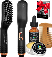 Beard Straightener w/Beard Balm & Beard Growth Oil & Beard Guide E-BookUpgraded 3 in 1 Hair Straight