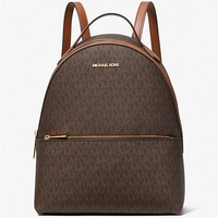 MICHAEL KORS 經典老花後背包 防刮PVC塗層帆布 雙肩包 後背包 M89877 深咖啡色MK(現貨)▶指定Outlet商品5折起☆現貨【送禮首選★APP下單點數4倍送】