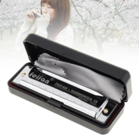 10 Holes 20 Tone High-quality Blues Harmonica ToneC 8K Titanium Mouth Organ with Case for Kids and Beginner