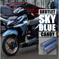 SKOTLET STIKER MOTOR SKY BLUE METALIK CANDY SCOTLITE SKY BLUE STIKER MOTOR BIRU MUDA CANDY SCOTLITE 