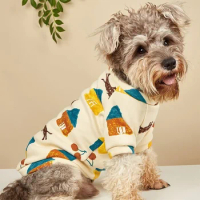Pet cute hoodie cat dog sweater kitten puppy warm printing coat pets brushed house print T-shirt Teddy bichon bear clothes