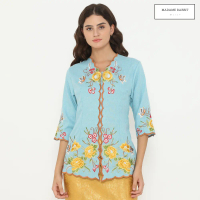 Kebaya Katun Carnation Madame Rabbit Ice Blue Bordir Manual Halus Adem Rapi