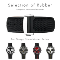18mm 19mm 20mm 21mm Rubber Silicone Watchband Fit for Omega Speedmaster AT150 Seamaster Planet Ocean Watch Strap Black Bracelet