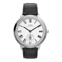 Jam Tangan Pria Timex Waterbury TW2Y23100 Metropolitan Sub-Second Silver Dial Black Leather Strap Mu
