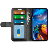 MotorolaE32 Case for Motorola Moto E32 or E32s (4G VER. 6.5in) Cover Wallet Card Stent Book Style Faux Leather Black MotoE32