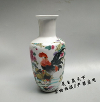古玩收藏青花陶瓷器花瓶 公雞圖花瓶 中式家居插花博古架裝飾擺件