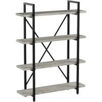 5-Tier Vintage Industrial Style Bookcase/Metal and Wood Bookshelf Furniture for Collection,Vintage Brown, 3/4/5 Tier (5-Tier)