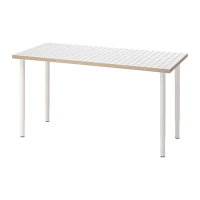 LAGKAPTEN/OLOV 書桌/工作桌, 白色 碳黑色/白色, 140x60 公分