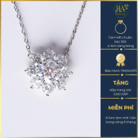 Dây Chuyền Nữ Bạc 925 Xi Kim Đính Full Moissanite Hình Bông Hoa Kiêu Sa, Vòng Cổ Viên Chủ 7.2mm Ly K